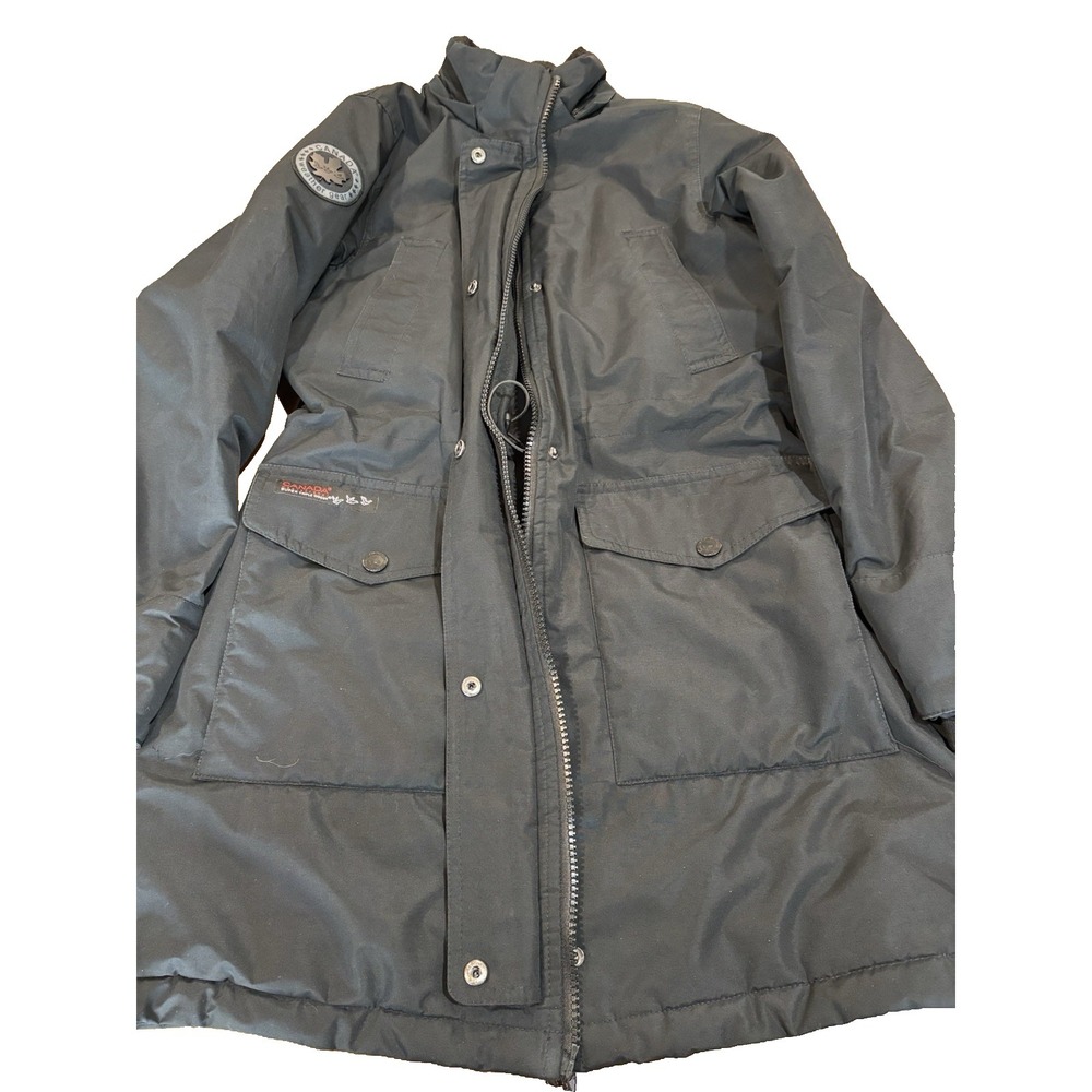 Canada Weathergear triple goose black long parka womens' sz small cinched waist